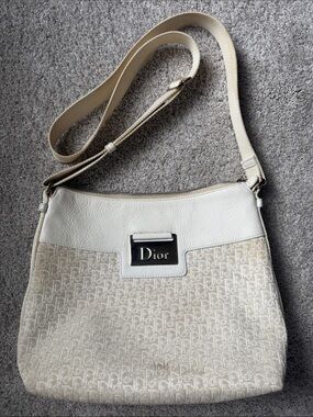 Dior Beige and White Monogram Crossbody Bag
